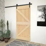 Sliding Door With Hardware Set 90X210 Cm Solid Pine Wood Barn Doors