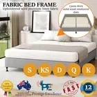 Bed Frame Queen Double King Single Size Bed Base Platform Grey Faux Linen Fabric