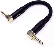CESS-067 Short 3.5mm Audio Shielded Patch Cable for Stacking DAP and Amplifier, Right-Angle 3-Inch