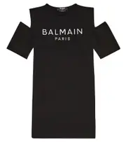 [Balmain Kids] Balmain Kids Logo cold shoulder dress Y 12 black