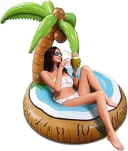 Coconut Tree Inflatable Pool Floats - Swimming Pool Large Float Party Toys, Coconut Swim Tube Ring, Blow Up Floaties Lounge Float, Ocean Water Beach Floaties for Boys Girls Adults