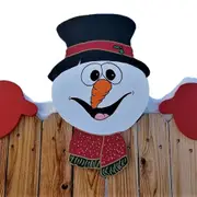 Christmas Fence Peeker Decoration Peeking Garden Yard Decorations-Snowman