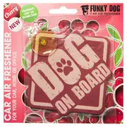 Magnet & Steel Funky Dog On Board Car Air Freshener Cherry