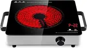 2200W Portable Electric Cooktop Ceramic Cooktop Stove Infrared Ceramic Cooktop for Any Pots LED Touch Control 22 Levels Power Cook Top with Handle Overheat Protected SAA & EESS Certified