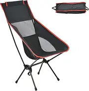 MEZOKUCEL 1 Pcs Camping Folding Chair, Outdoor Beach Folding Chair, Portable Moon Chair, Space Chair, Camping Fishing Chair, Hiking Chair with Carrying Bag (1, Black, Tall)