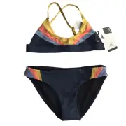 New NWT Swimsuit Size Girls Kid's 12 (Large) Blue. Bikini 2-Piece Rip Curl