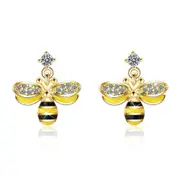 Golden Honey Bee Dangle Earrings