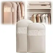 [CozyQuill] Space Saving Hanging Garment Bag with Self Compression Zipper, Space Saving Hanging Protector for Down Coat, Down Coat Compression Dust Cover for Closet Storage (M+L)