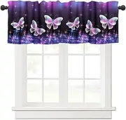 Yearn Jear Butterfly Valance Curtain for Kithchen Windows,Magical Flying Butterflies Rod Pocket Window Treatments Drapes for Bedroom Bathroom 54x 18 inch 1 Pack