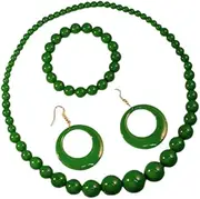 [xuzhiyuan] Boho Colorful Acrylic Beads Necklace Candy Color 80s Party Retro Dangle Earrings Summer Vibe Beach Jewelry Set for Women Girls Gift