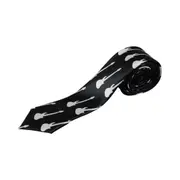 Mens Black & White Guitar 5Cm Skinny Neck Tie