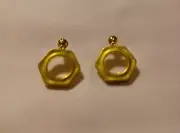 Lol Surprise OMG Doll Busy BB Gold Hex Nut Bolt Earrings