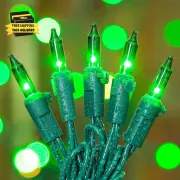 50-Count Green Christmas Tree Lights with Green Wire,13Ft Incandescent Bulb Wate