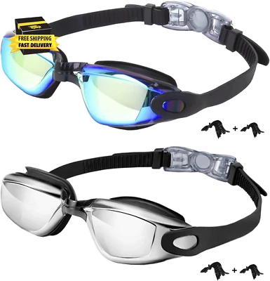 Kids Swim Goggles,2 Pack Anti-Fog Leak Proof Kids Swimming Goggles,Anti-Uv Clear