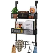 Over the Door Hanger with Coat Hooks and 2 Baskets, Rustproof & Waterproof Ov...