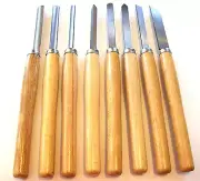 8pc PROFESSIONAL WOOD LATHE CHISEL TURNING SET SKEW SPEARPOINT GOUGE