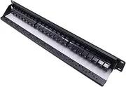 19Inch 1U Cabinet Rack Pass-Through 24 Port CAT6 Patch Panel RJ45 Cable Tester Keystone Jack Modular Distribution Frame