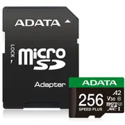 ADATA Speed Plus microSDXC Card with Adapter - 256GB UHS-I U3 A2 V30, Read Upto 180MB/s, Write Upto160MB/s [UD256GUI3V30A2SP-RA1]