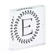 Letter E Floral Wreath Alphabet Acrylic Photo Block Frame Flowers