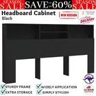 Wooden Headboard Cabinet Bed Storage Shelf Head Bedhead Black 200x19x103.5 cm