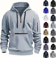 Light Tactical Jacket With Hood Men's Quarter Zip Pullover Long Sleeve Workout Vintage Jacket Winter Sweater Coats