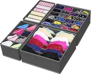SimpleHouseware Closet Underwear Organiser Drawer Divider 4 Set, Dark Grey