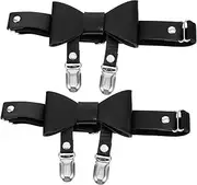 [DEARMAMY] Fashionable Leg Ring Belts Bow Sock Clip Stockings Garters Adjustable Suspenders for Tights Black