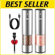 Automatic Electric Salt and Pepper Grinder Set with LED Light & Adjustable Grind