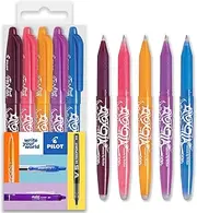 Pilot Frixion Heat/Friction Erasable Rollerball Pen FR7 - Medium Line 0.7mm Tip Nib - Pillow Pack of 5 - Wine Red, Coral Pink, Apricot Orange, Purple & Sky Blue