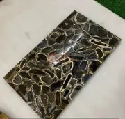 Black Agate Center Sofa Dining Table, Agate Top Table, Agate Cafetria Table Deco