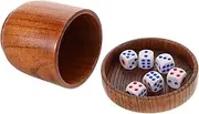 Drinking Game Dices Cups Wooden Dice Cup Lid 5 Dice Set KTV Bar Dice Shaker Board Game Accessory
