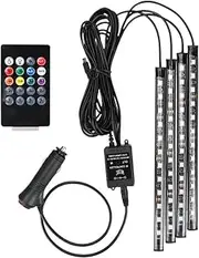 Universal Car RGB Ambient Lights LED Strip Interior Atmosphere Lamps 8 Colors Decorative Off Road 4x4 SUV Automobile Accessories(48LED Cigar Lighter)