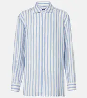 [Ralph Lauren Collection] Ralph Lauren Collection Striped linen shirt AU 16 blue