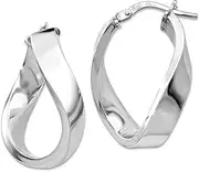 [JewelryWeb] 925 Sterling Silver Polished Twisted Hoop Earrings 26.5x18.83mm Wide 1.95mm Thick-Hoop Earring for Women