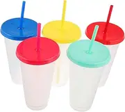 HEALEEP Juice Cups Temperature Sensitivity 5 Reusable Tumblers for Boys and Girls Adults for Parties Offices On-The-go
