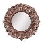 Decorative 9" Warm Taupe Round Ceramic Accent Wall Mirror