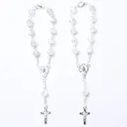 Set of Two 15cm Rosary Beads Clear/Silver Crucifix Religious Christian Catholic