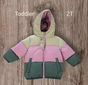 NWT Swiss Tech Toddler Heavyweight Puffer Jacket Size 2T / Purple & Green Multic