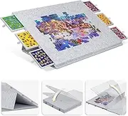 Lavievert Foldable Puzzle Board with 2-in-1 Designed Stand & Cover, Tilting Jigsaw Puzzle Table with 6 Drawers, Lightweight Felt Puzzle Plateau Portable Puzzle Storage Saver 2000 Pieces - Light Gray