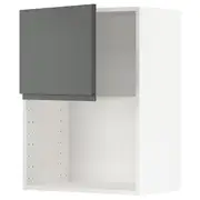 METOD wall cabinet for microwave oven, white/Voxtorp dark grey, 60x37x80 cm