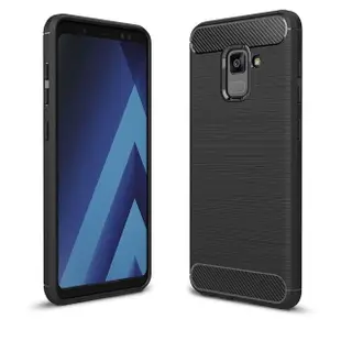 【YANG YI 揚邑】Samsung Galaxy A8 plus 2018 6吋 碳纖維拉絲紋軟殼散熱防震抗摔手機殼(A8+)