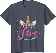 [X.Style] 5 Years Old Birthday Girl Unicorn 5th Birthday T-Shirt ds081 T-Shirt Black
