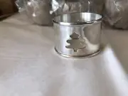 Silver plate NWOT vintage napkin rings With Tree Cutout Christmas Decor set of 8