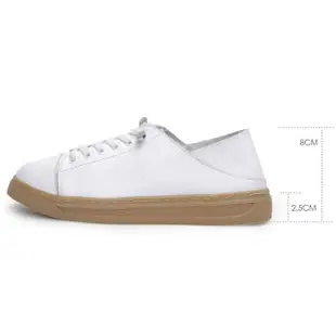 【FUFA Shoes 富發牌】真皮彈力鞋帶休閒鞋-黑/白 8057L(女鞋/休閒鞋/真皮鞋/小白鞋/真皮休閒鞋)