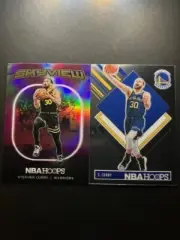 Steph Curry 2 Card Lot - Hoops Refractor & Tribute - Golden State