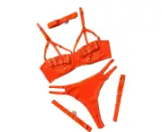 Bras & Bra Sets Colourful Sexy Open Bra Bondage Fetish Lingerie Set Black Hunter Green Neon