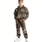 Boys' 3D Tree Hoodie Sweatpants Set Sports Suit Tracksuits Long Sleeve Spring Fall Daily Basic Casual Kids 4-12 Years Hooded Outdoor Vacation Sports Tailored