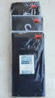BLACK LINEN NAPKINS 100% COTTON CASUAL HOME TARGET 3-4 PACKS, ONE DOZEN TOTAL