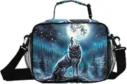 Wolf Howling Rock Insulated Lunch Box for Women Men - Ideal for Work, Picnics - Includes Adjustable Shoulder Strap