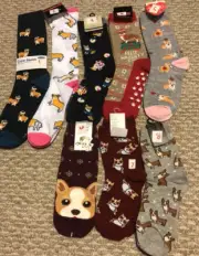 NWT Pembroke Welsh Corgi Dog Womens Socks, Crew & Ankle Style Multiple Designs
